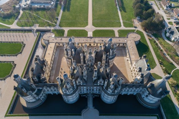 vue aerienne du domaine national de chambord