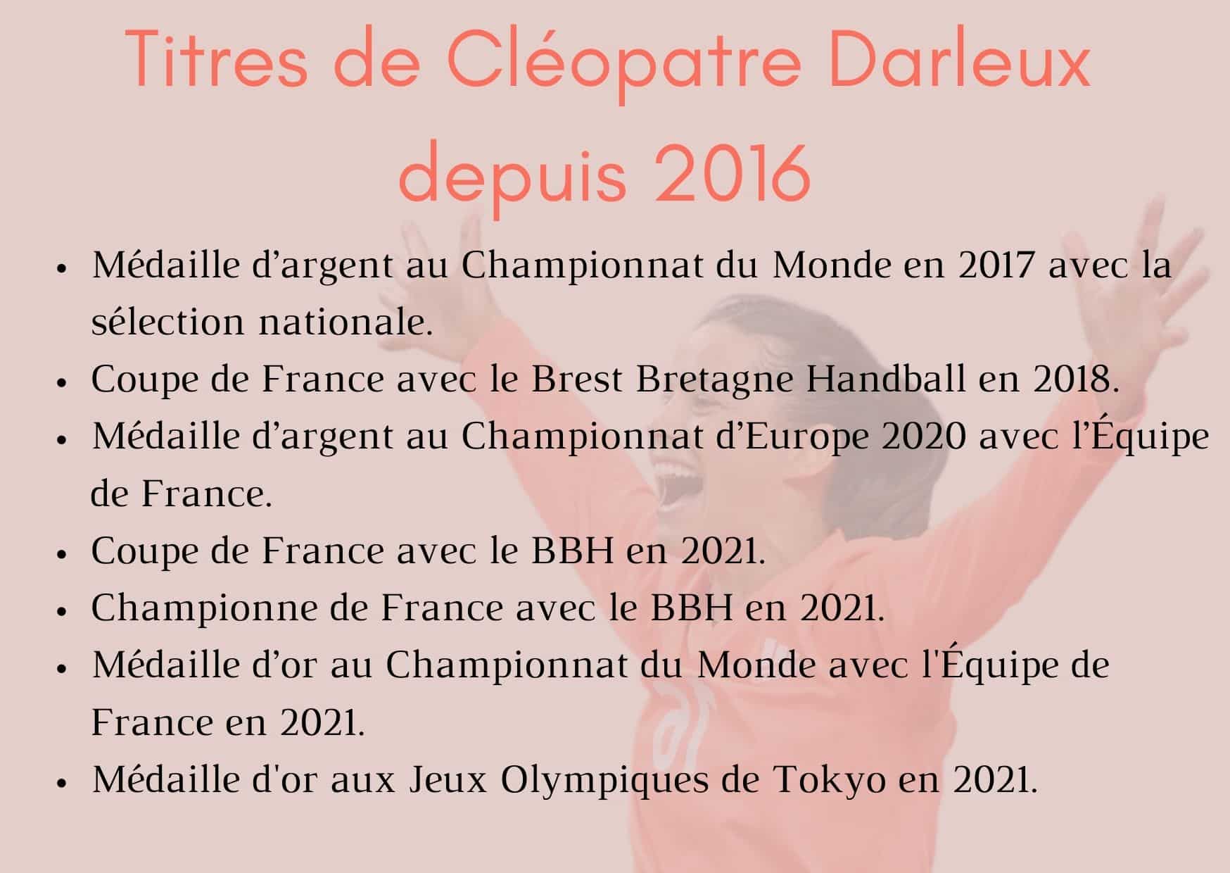 biographie sportive de Cleopatre Darleux — ses titres depuis 2016